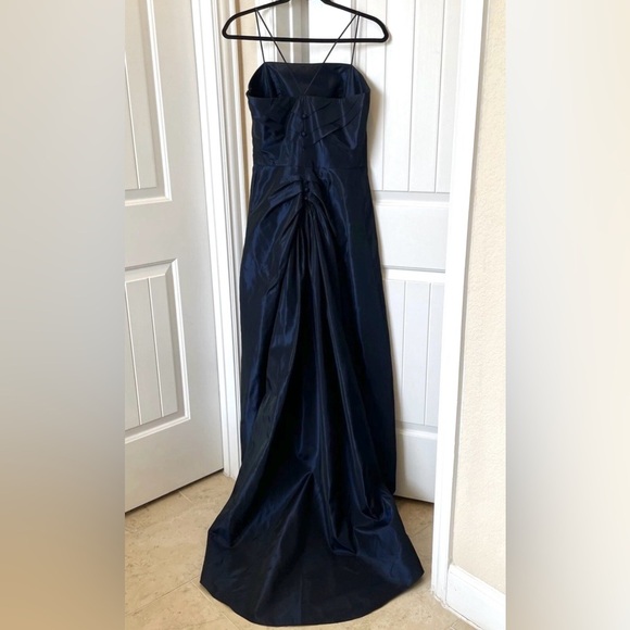 Vintage Vera Wang Minimalist Black Blue Taffeta Formal Gown Evening Dress Size 4 - Picture 11 of 13